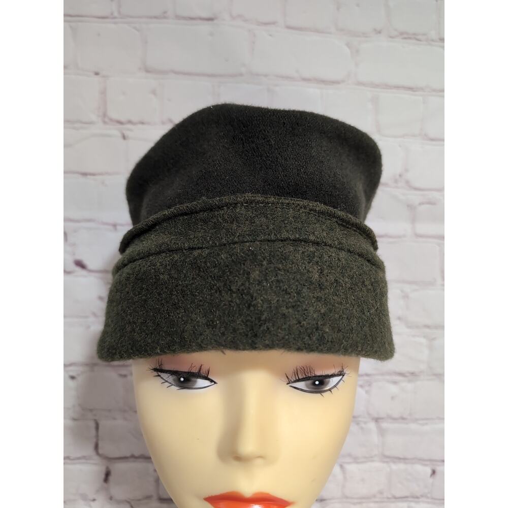Betmar New York Olive Green 100% Wool Military Style Cap Slouchy Winter Hat